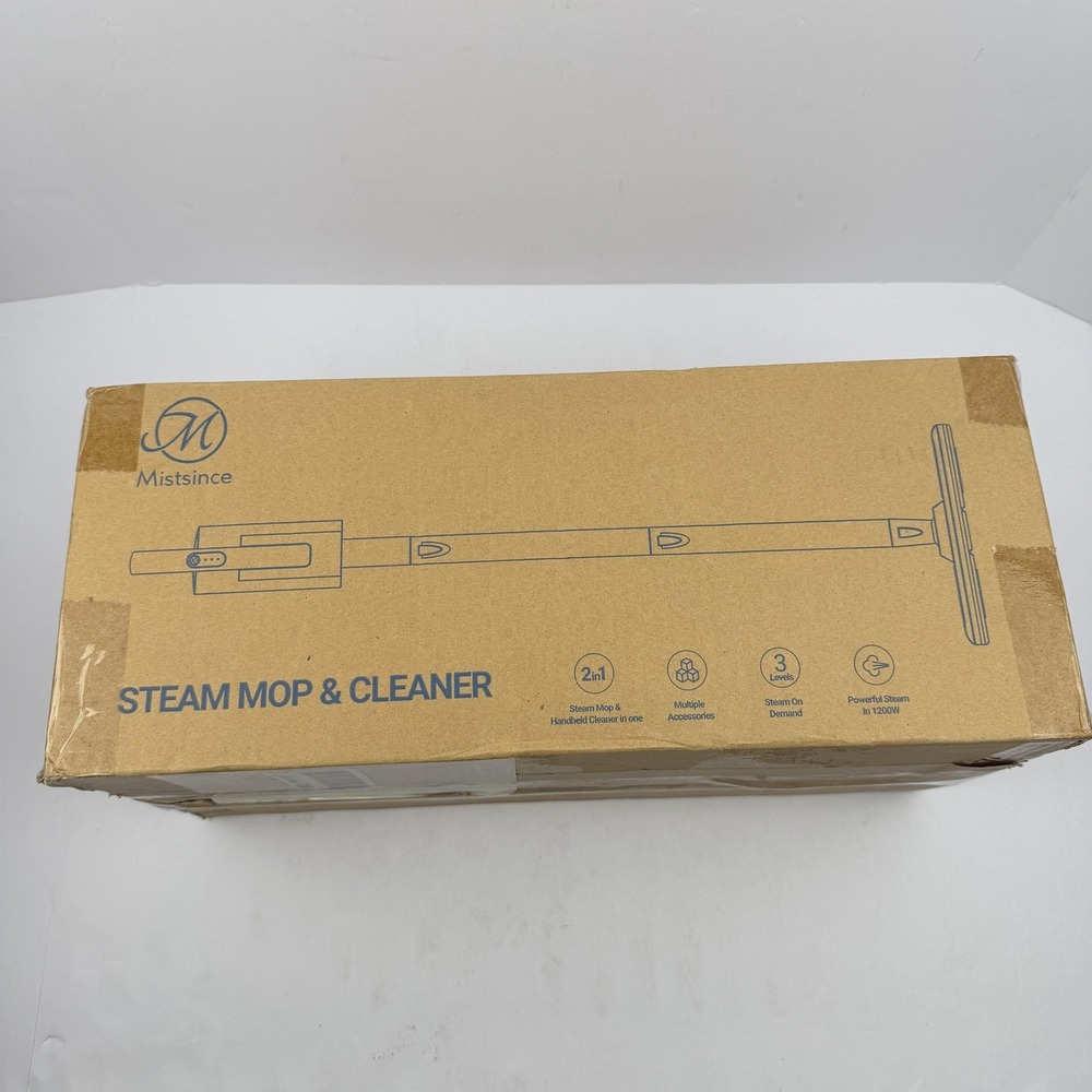 Mistsince Steam Mop & Cleaner 2-In-1 Handheld 3 Levels 1200W White Open Box